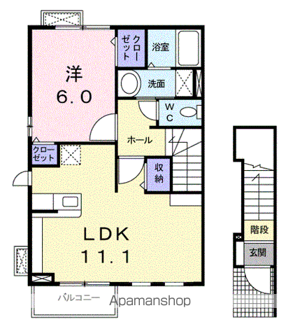 クラールⅡ(1LDK/2階)の間取り写真