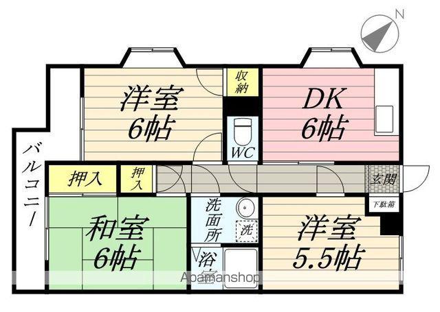 銀杏台マンション(3DK/3階)の間取り写真