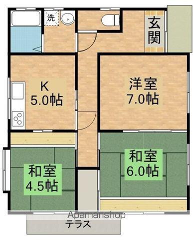日豊本線 西都城駅 バス乗車時間：25分 安久小学校前バス停で下車 徒歩15分 1階建 築30年(3K)の間取り写真