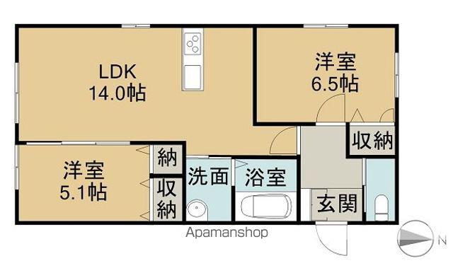 M1コーポ B(2LDK/1階)の間取り写真