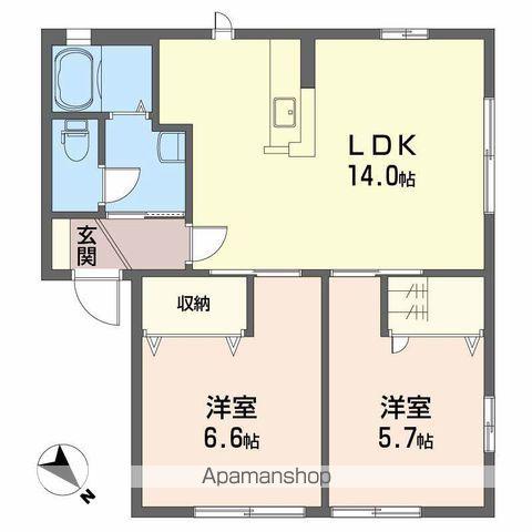 シャーメゾン南川 B棟(2LDK/1階)の間取り写真