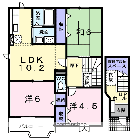 ヴィラカリョウビンガΒ(3LDK/2階)の間取り写真