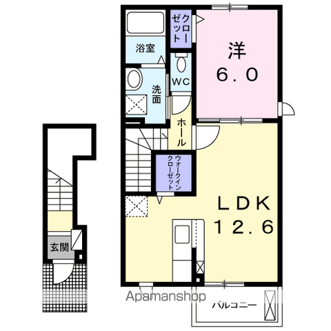 ピュア・エクスペンションⅡ(1LDK/2階)の間取り写真