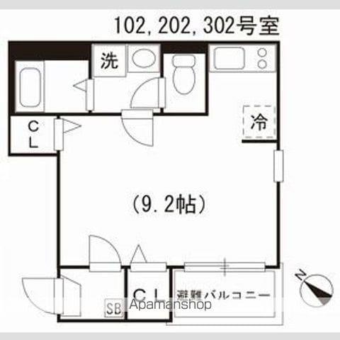 ベルフィノ名古屋(ワンルーム/3階)の間取り写真