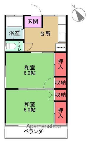 ホワイトハイツ(2K/2階)の間取り写真