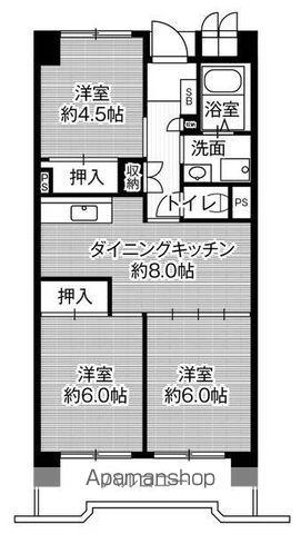ビレッジハウス笠寺タワー1号棟(3DK/14階)の間取り写真