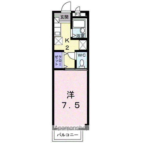 プレ デユ ボア(1K/2階)の間取り写真