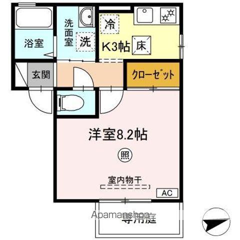 パラッツオⅢ(1K/1階)の間取り写真