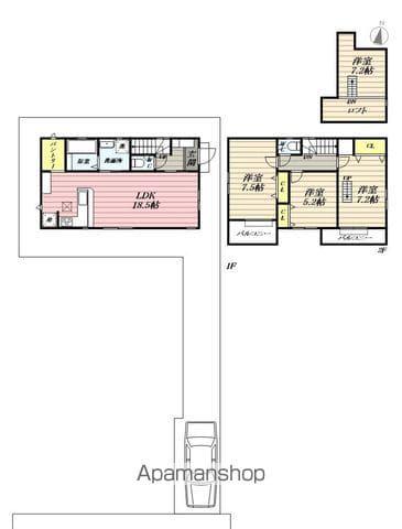 西武池袋・豊島線 大泉学園駅 バス乗車時間：7分 大泉第一小学校バス停で下車 徒歩10分 2階建 築2年(3LDK)の間取り写真