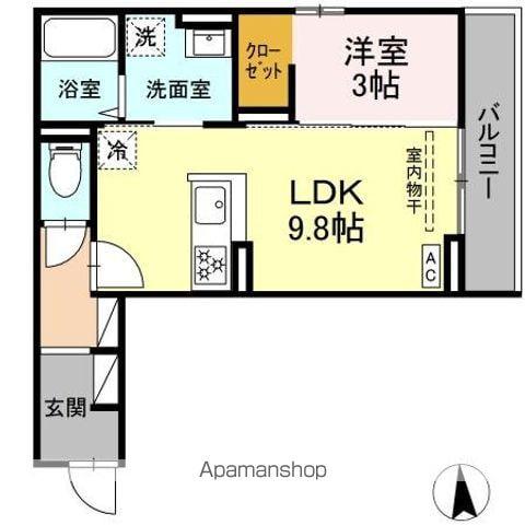 プランタン若里Ⅴ(1LDK/2階)の間取り写真