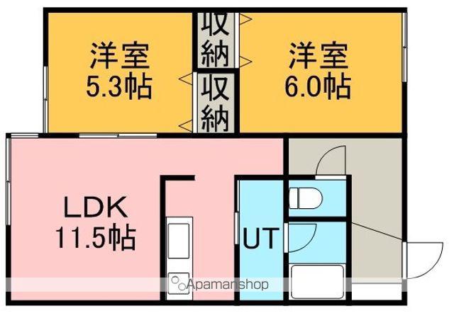メゾン新富(2LDK/2階)の間取り写真