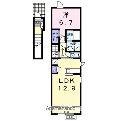 ララプラント(1LDK/2階)の間取り写真