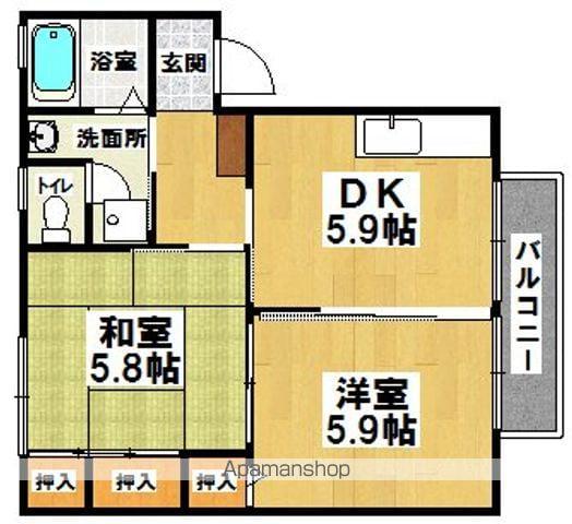 ホルツハイム(2K/2階)の間取り写真