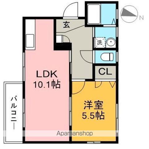 シャーメゾン若草(1LDK/1階)の間取り写真