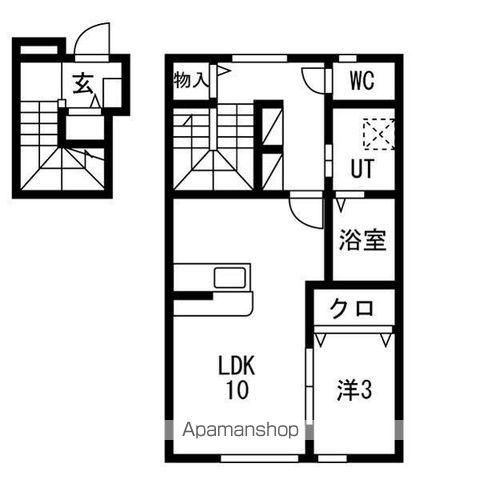 ヴァンクール鶴岡(1LDK/2階)の間取り写真