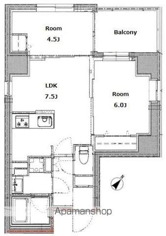 リビオメゾン上野入谷(2DK/9階)の間取り写真