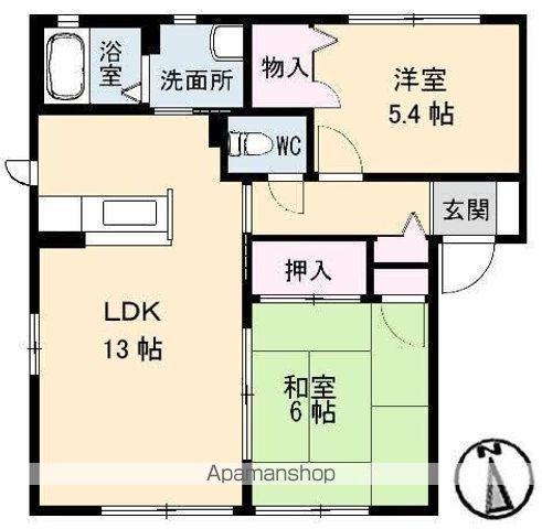 グリーンコート(2LDK/1階)の間取り写真