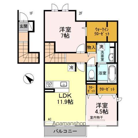 シャーロット水口 B棟(2LDK/2階)の間取り写真