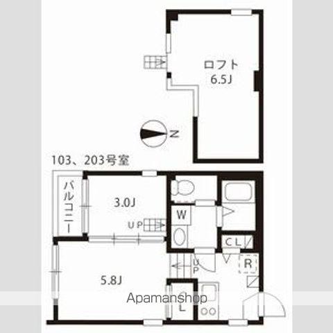 ハーモニーテラス草薙町(2K/2階)の間取り写真