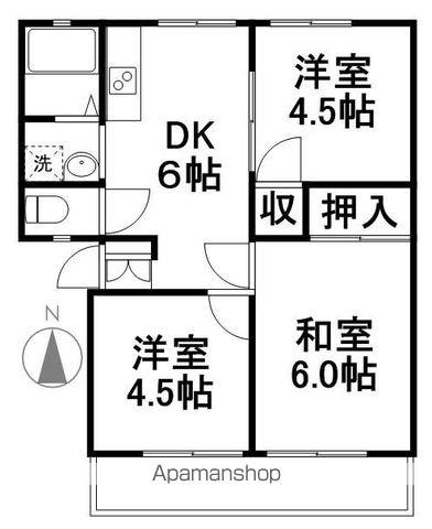 ハイツぶどうの木(3DK/2階)の間取り写真