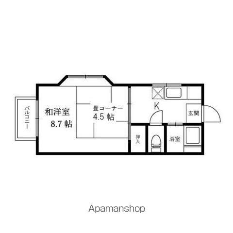 コーポパル(1K/2階)の間取り写真