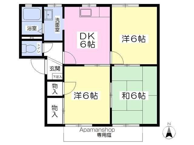 フレグランス本窪 A棟(3DK/1階)の間取り写真