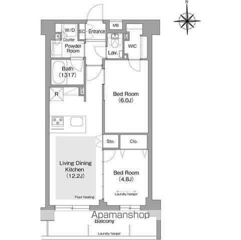 コンフォリア・リヴ文京護国寺(2LDK/B1階)の間取り写真
