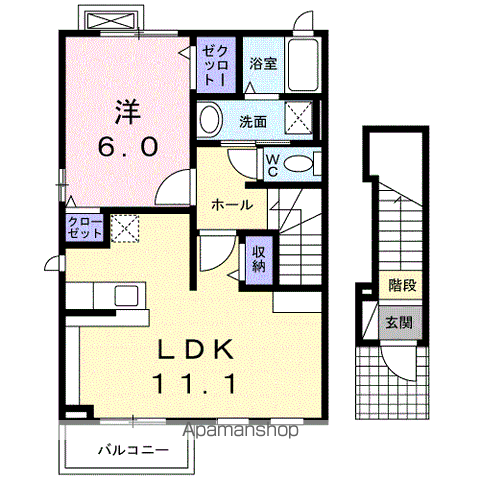フェールⅢ(1LDK/2階)の間取り写真