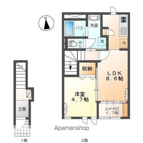 ラ・フォルテⅢ(1LDK/2階)の間取り写真