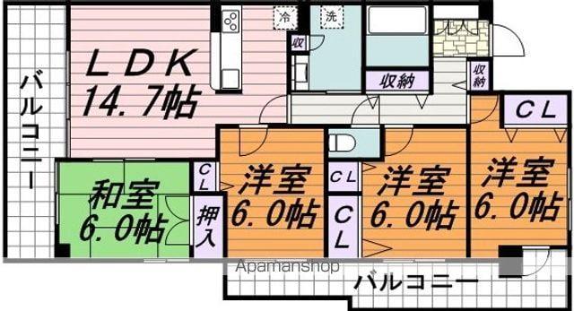 グラン・コート新松戸Ⅱ(4LDK/7階)の間取り写真