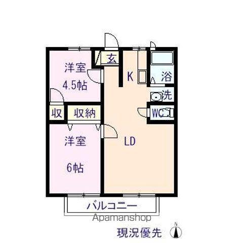 コーポハピネス A(3DK/1階)の間取り写真