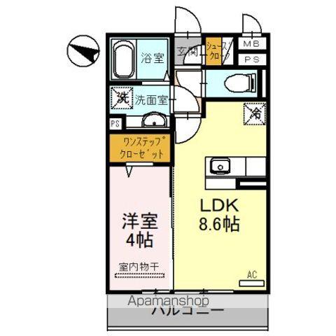 アビタシオン花房(1LDK/3階)の間取り写真