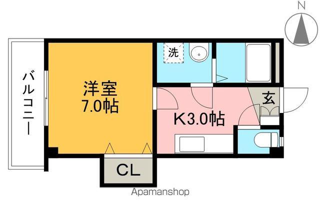 ヴィラ弥右衛門(1K/3階)の間取り写真