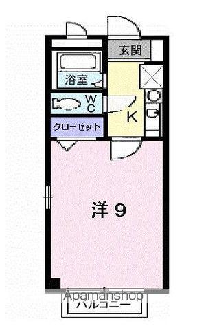 KZB棟(1K/2階)の間取り写真