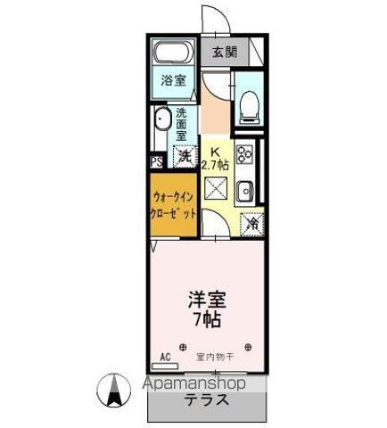 プレミストⅢ(1K/2階)の間取り写真