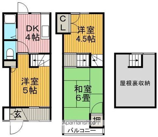 テラスハウス（牧落２−２０−１４）(3DK)の間取り写真
