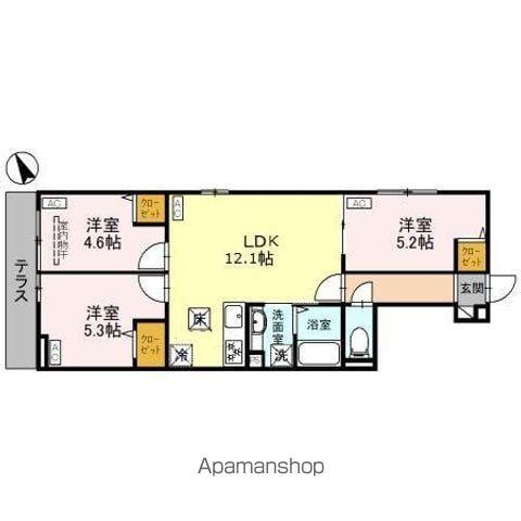 セレスティア松が丘(3LDK/1階)の間取り写真