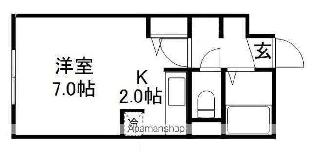ヴェルデ麻生(1K/4階)の間取り写真