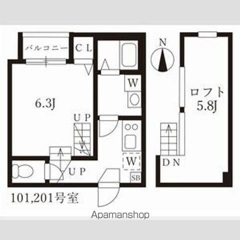 ハーモニーテラス愛知町Ⅲ(1K/2階)の間取り写真