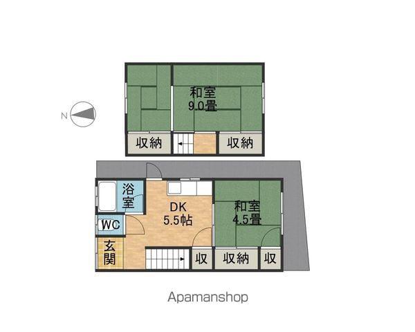 山手町２戸１貸家(2DK)の間取り写真