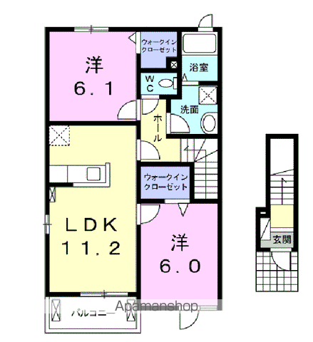 ヴィラ・ドナーチェⅠ(2LDK/2階)の間取り写真