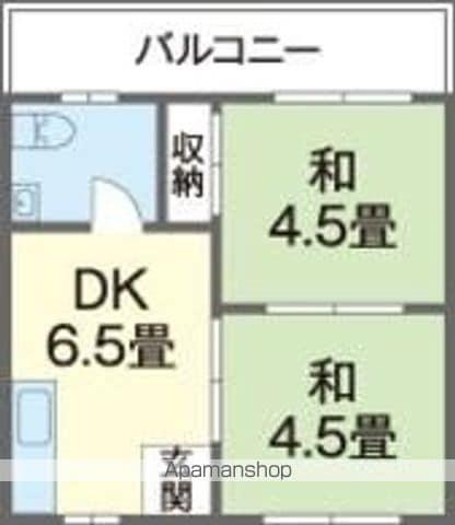 コーポたまみつ(2DK/1階)の間取り写真