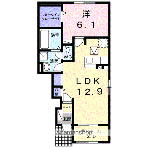 ベル オーヴⅧ A(1LDK/1階)の間取り写真