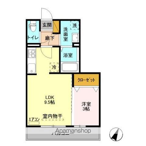 ゼピュロスみどりのH棟(1LDK/2階)の間取り写真