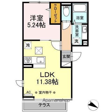 メタルフォックス(1LDK/2階)の間取り写真