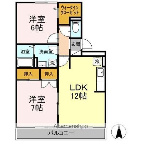 ドミールパーク江撝 1(2LDK/3階)の間取り写真