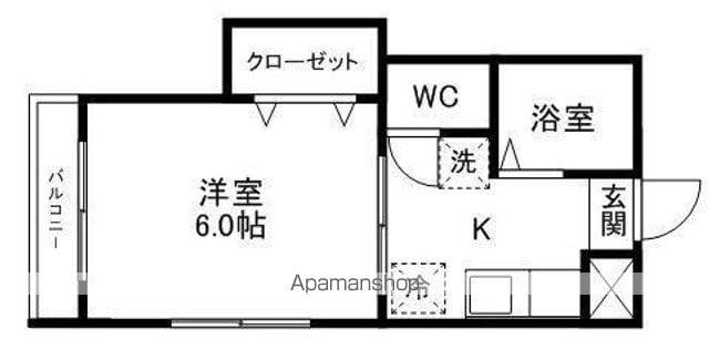 ピースフル一番町駅南(1K/1階)の間取り写真