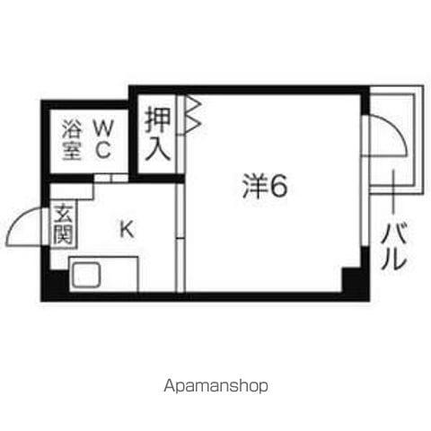 中西ビル(1K/2階)の間取り写真