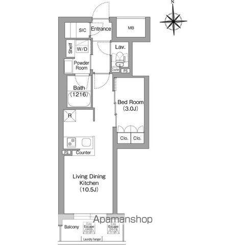 コンフォリア・リヴ博労町一丁目Q(1LDK/3階)の間取り写真