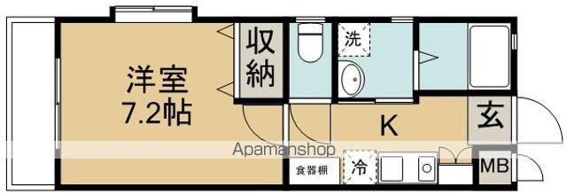 ボヌール若葉(1K/2階)の間取り写真